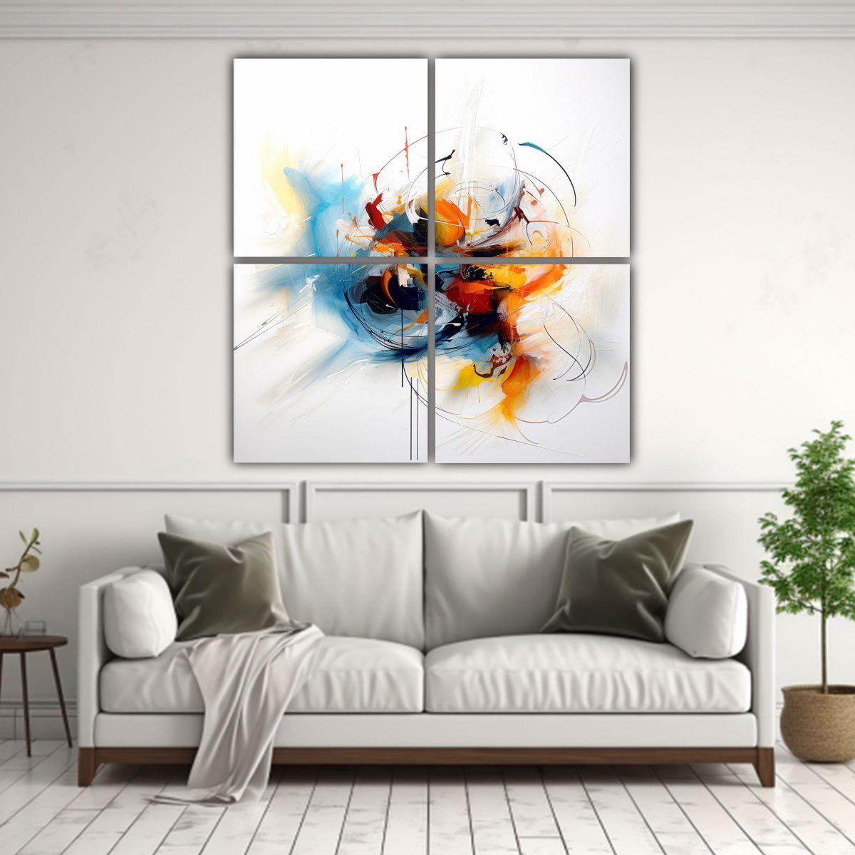 Cuatro Lienzos De Tela Conceptual Abstracto En 60x60 Cm-2