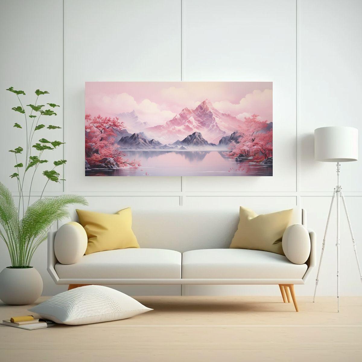 Pintura Abstracta Armonía Conceptual En Rosa 100x50cm-2