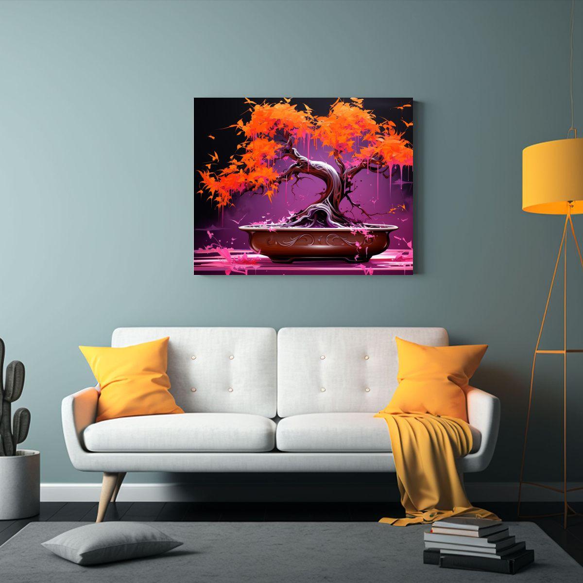 Pinturas Decorativas En Tonos Naranja Y Fucsia 65x50cm-2
