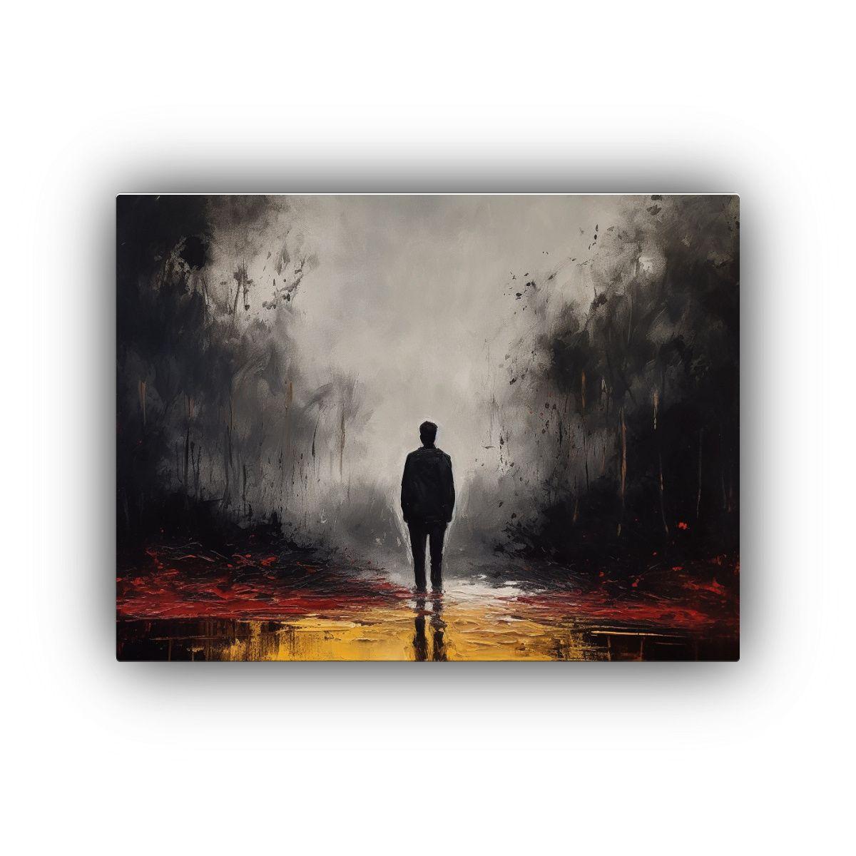 Cuadro Pared Simetría Persona Camino Hacia Fondo Oscuro Ser 90x60cm-0
