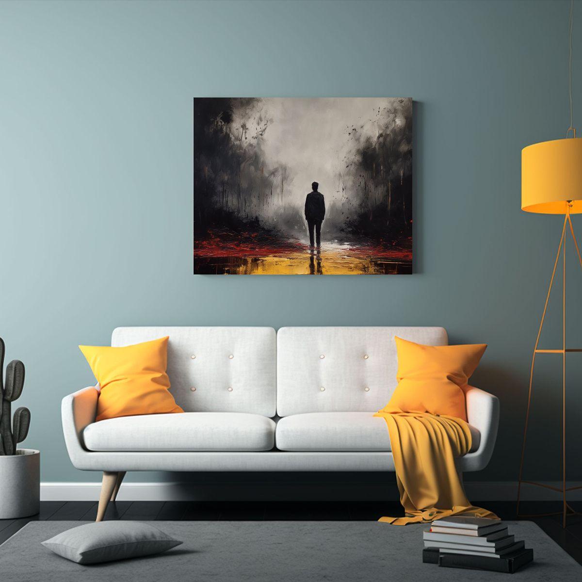 Cuadro Pared Simetría Persona Camino Hacia Fondo Oscuro Ser 90x60cm-2