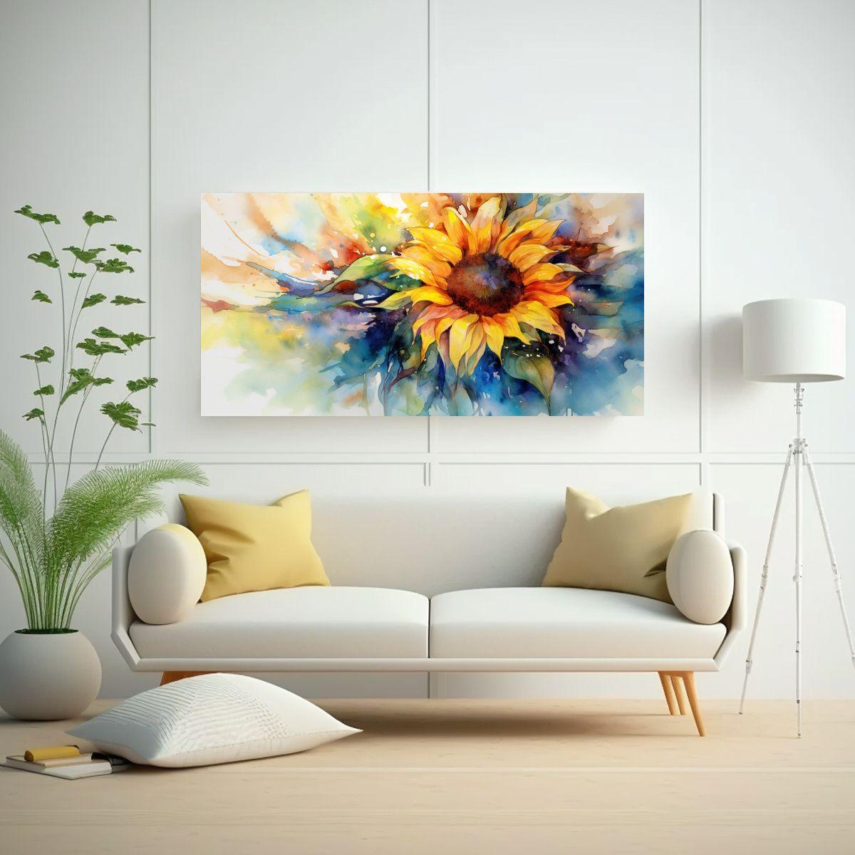 Pinturas Decorativas Sol Girasol Acuarela Estilo 160x80cm-2