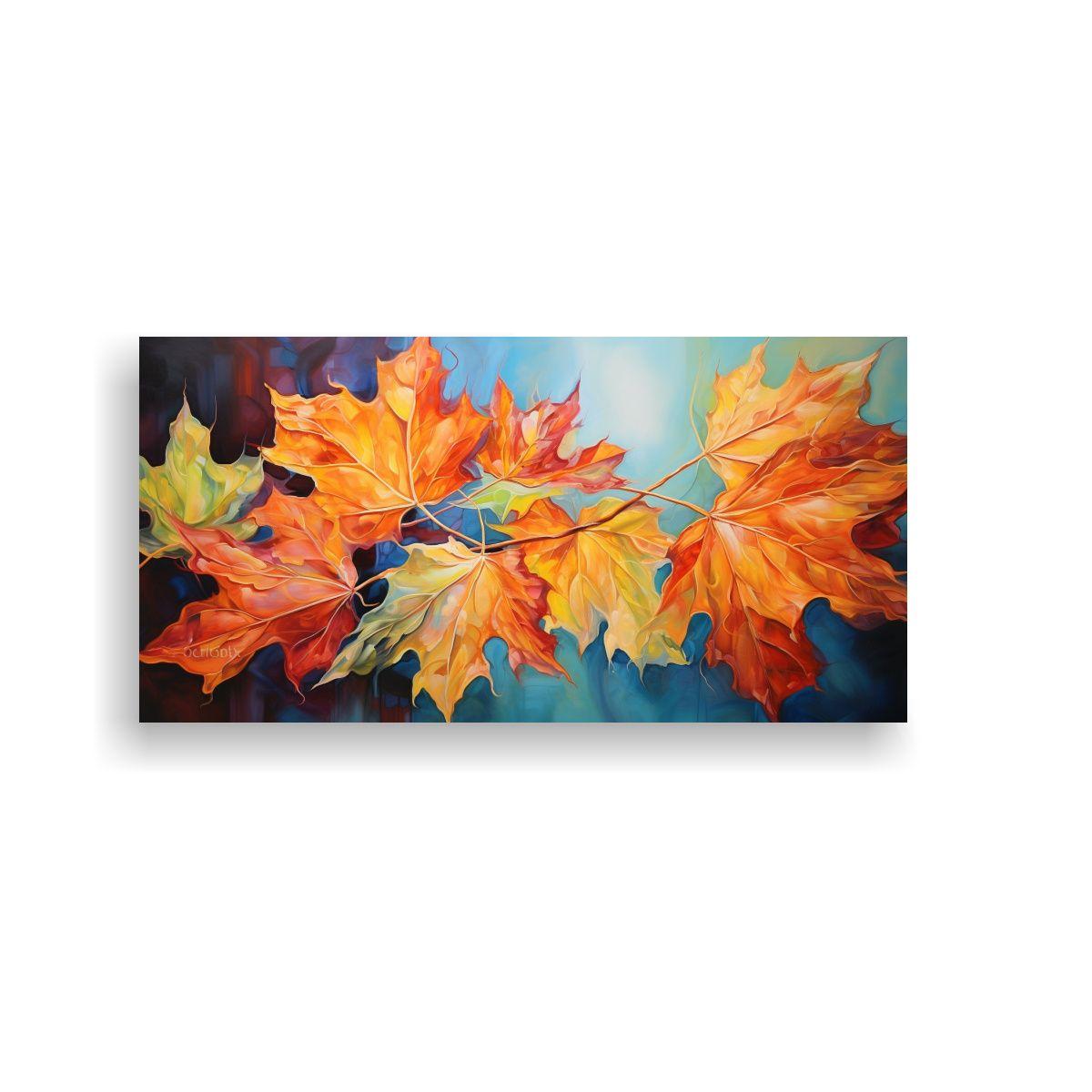 Pintura Abstracta De Hojas De Arce En Arte 60x30cm-0