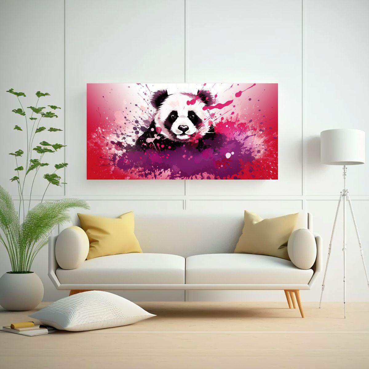 Pintura Neo Pop Arte Conceptual De Panda En Tonos 160x80cm-2