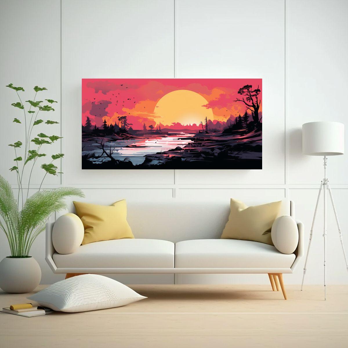 Paisaje Veraniego En Tela Con Movimiento En 160x80cm-2