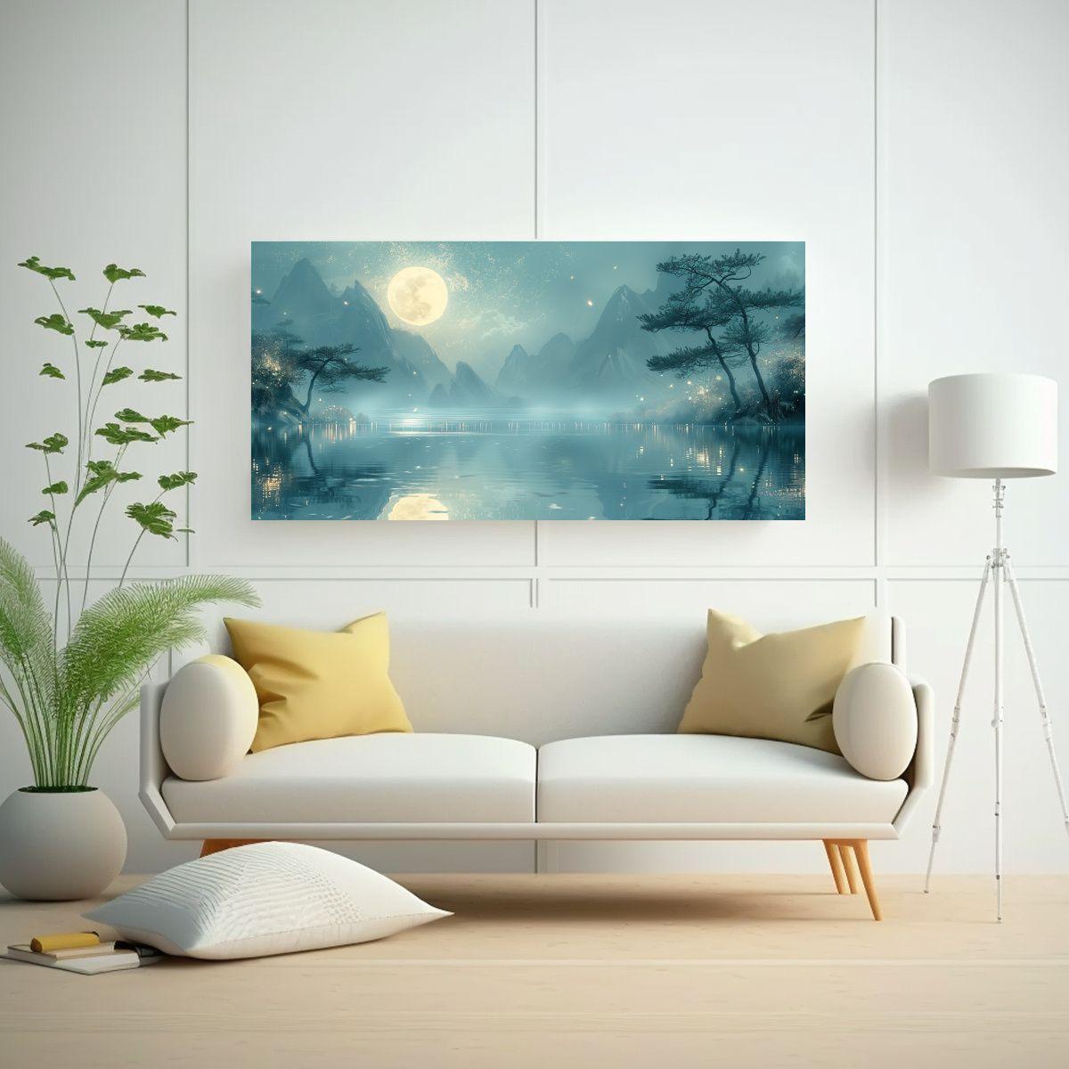 Cuadro Decorativo De Luna En Lienzo: Inspiración 60x30cm-2