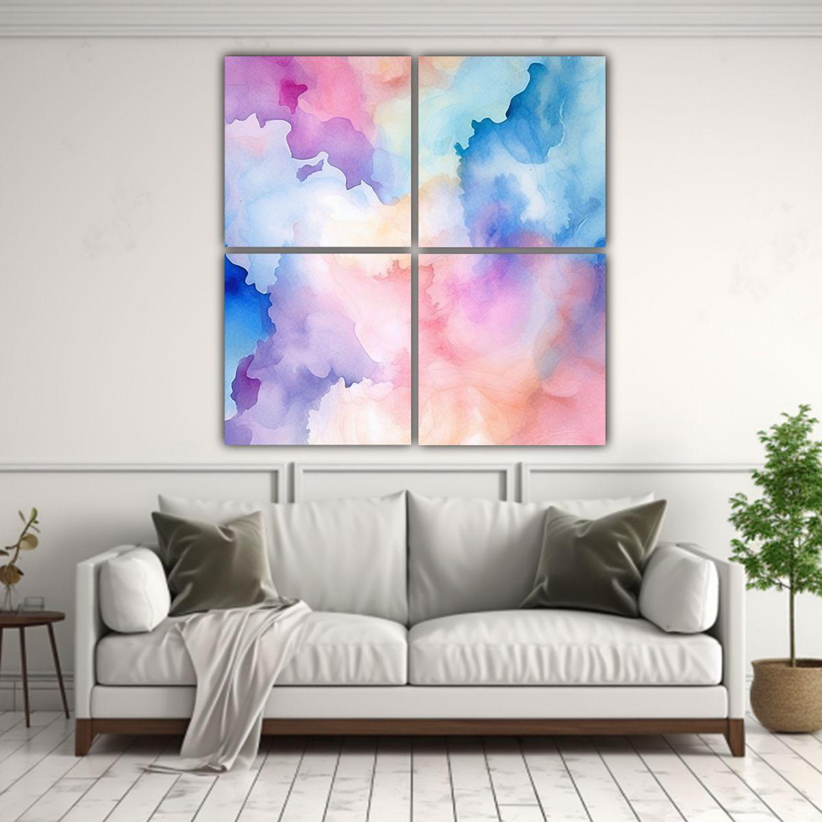 Lienzos Hermosos Para Sala Con Fondo De Acuarela 200x200 Cm-2
