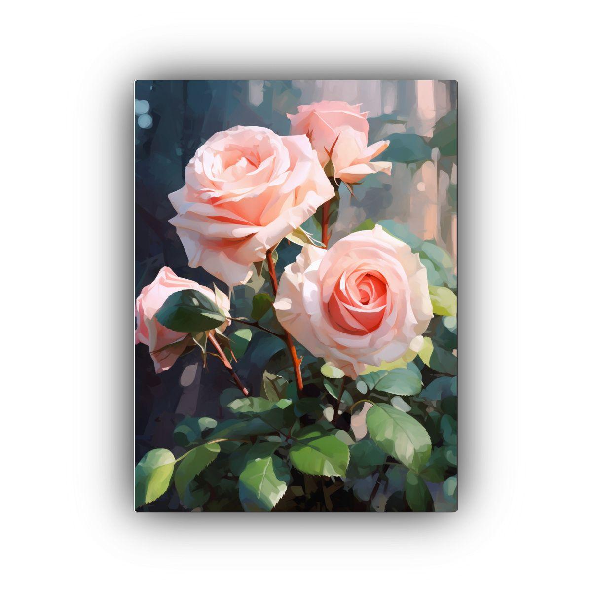 Cuadro En Bastidor Vintage Flores Rosadas Estilo 40x50cm-0