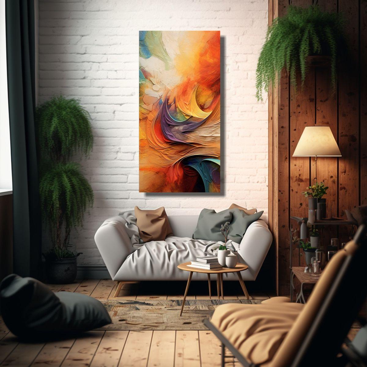 Arte Abstracto Multicolor: Composición Concepto 70x140cm-2