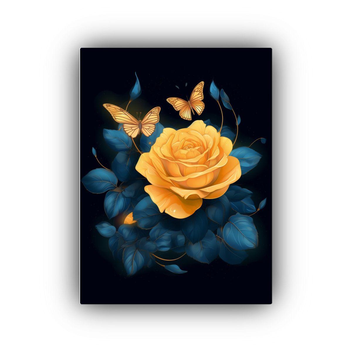 Cuadro De Tela Amarilla Con Efecto Fluorescente Y 40x50cm-0
