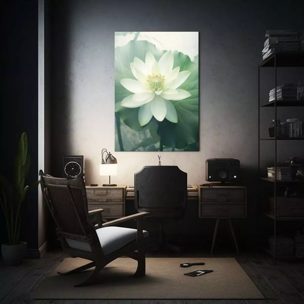 Pintura Decorativa Estilo Bauhaus Con Follaje 60x90cm-2