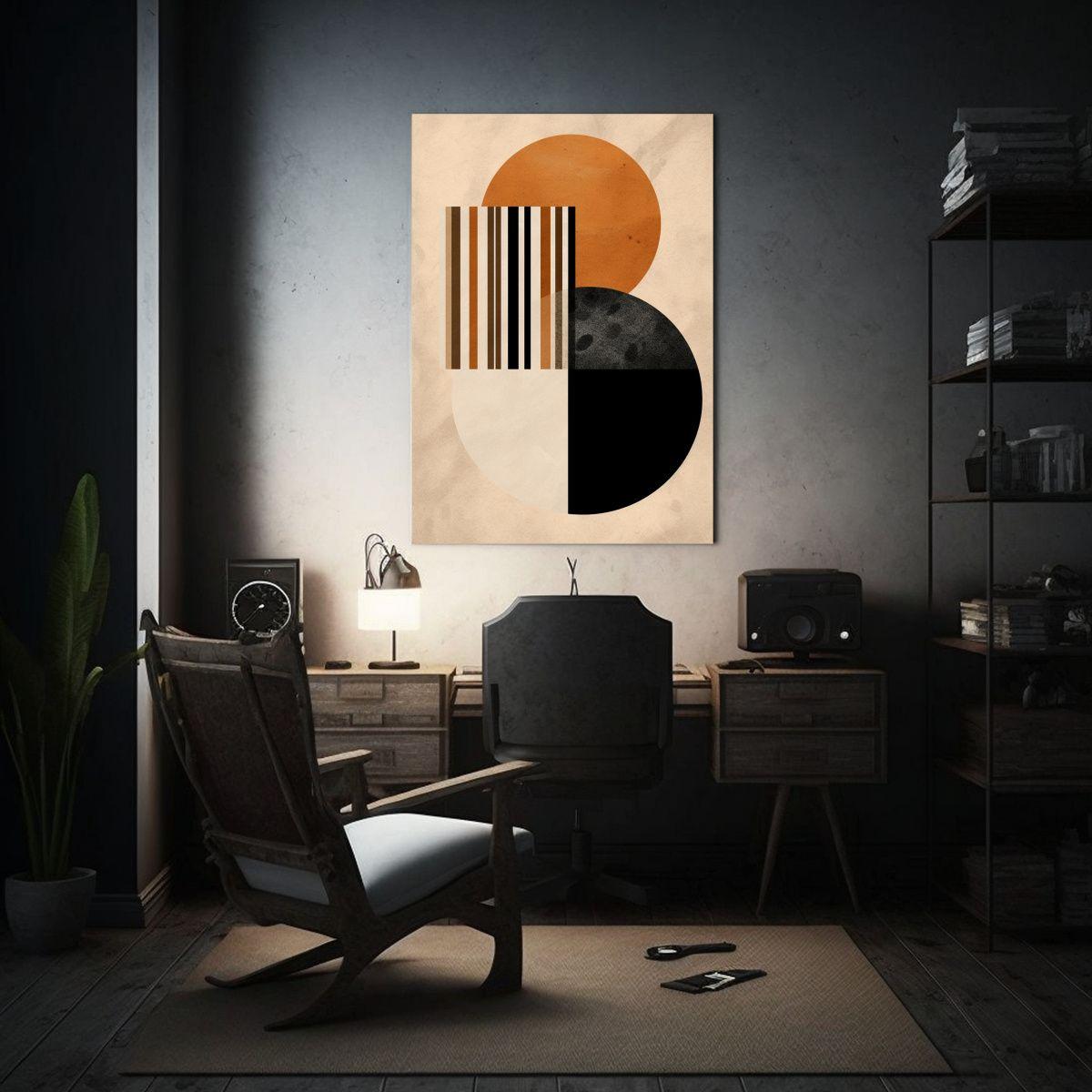 Pintura En Blanco Y Negro Con Tonos Marrones 30x40cm-2