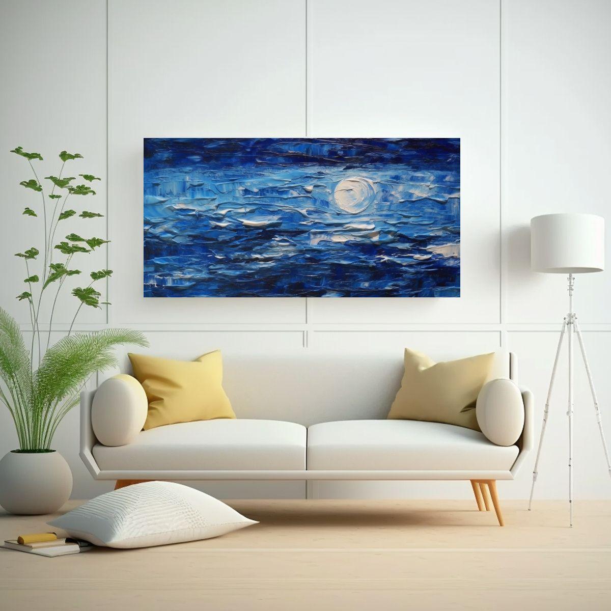 Cuadro Creativa En Textura Azul Medianoche Del 40x20cm-2