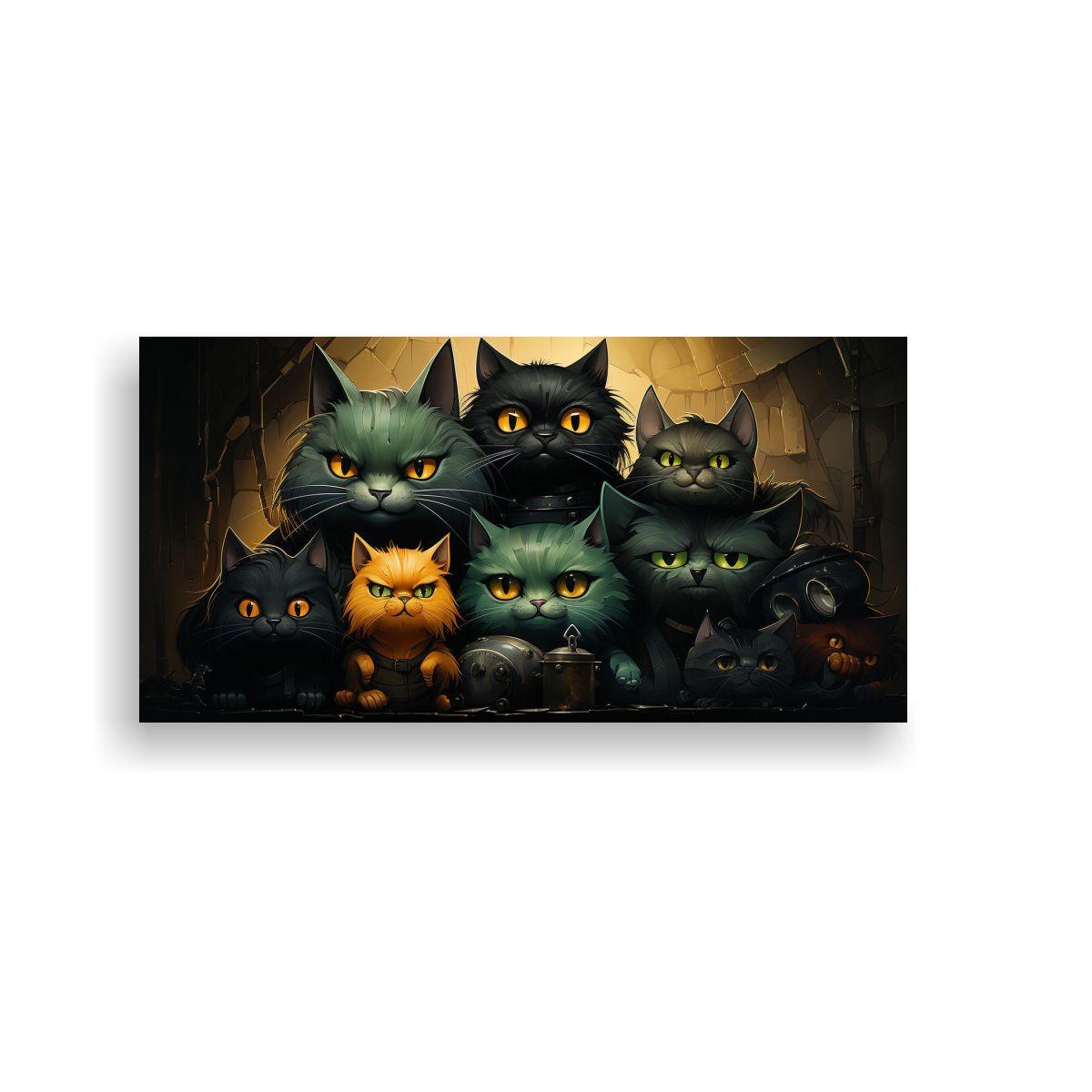 Cuadro De Gatos Negros Apilados: Arte Moderno Y 100x50cm-0