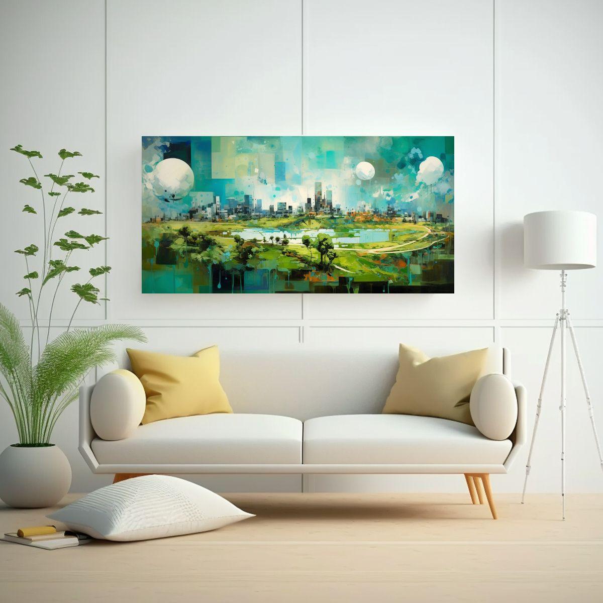 Pintura Abstracta Parque Ecológico Cielo Azul 160x80cm-2