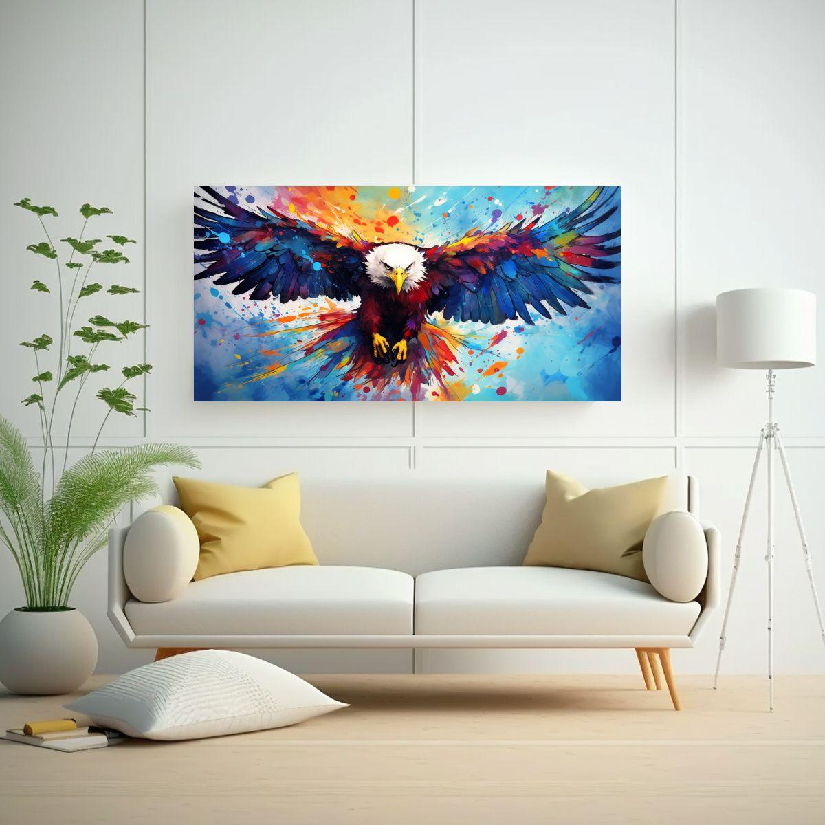 Pintura Neo Pop Art De Águila En Colores 140x70cm-2