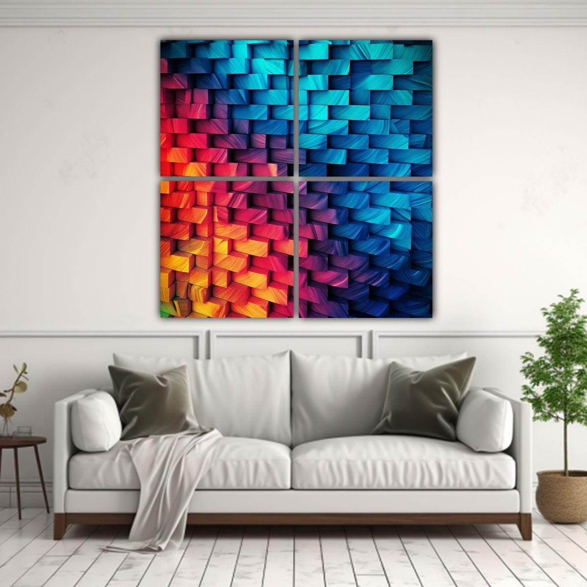 Cuadro Moderno Combinación Abstracto Patrón 60x60 Cm-2