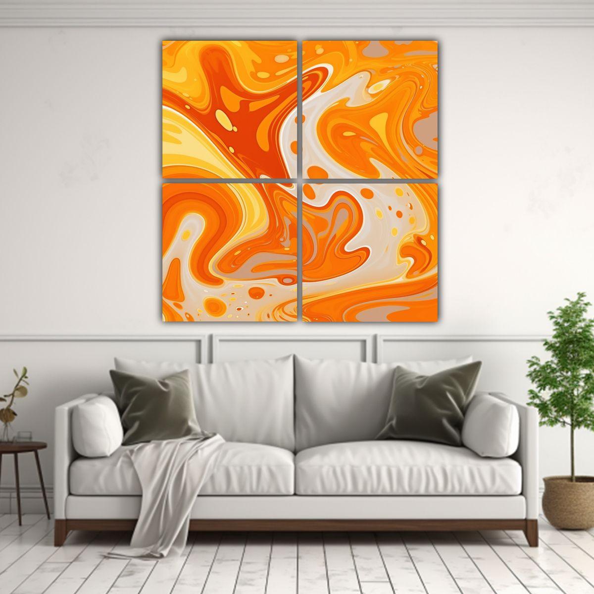 Cuatro Telas En Bastidor Creativa Calma Patrón 200x200 Cm-2