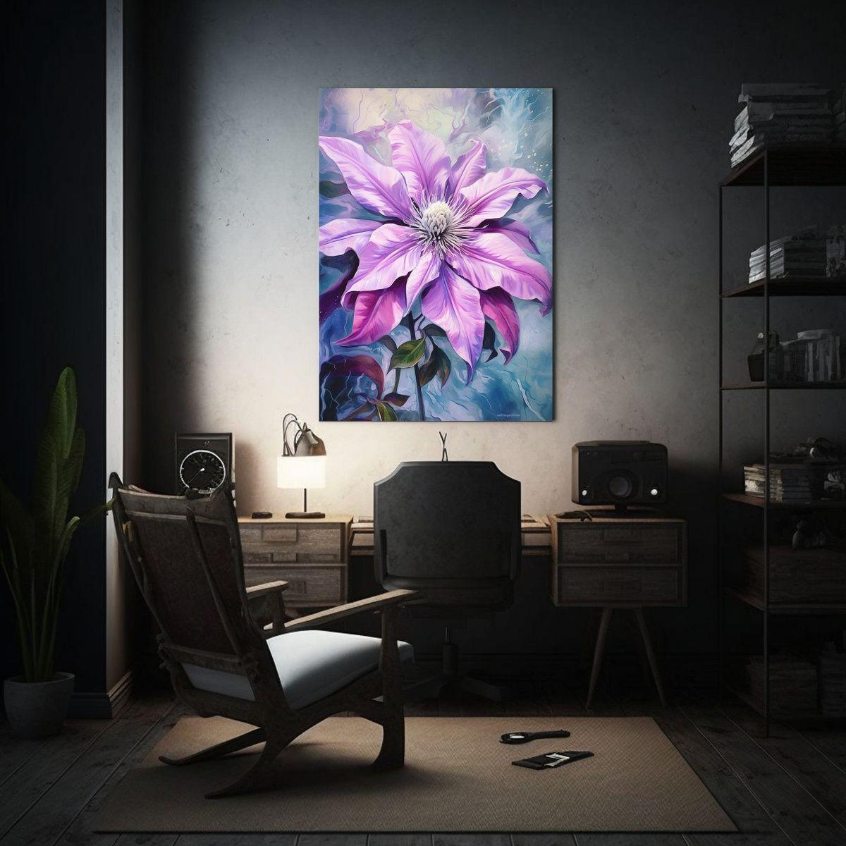 Cuadro Diseño Clemátide De Plata Y Magenta: 60x90cm-2