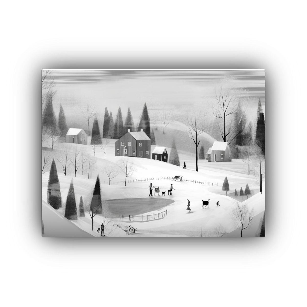 Pintura Invernal Divertida Al Estilo De Isabelle 45x30cm-0