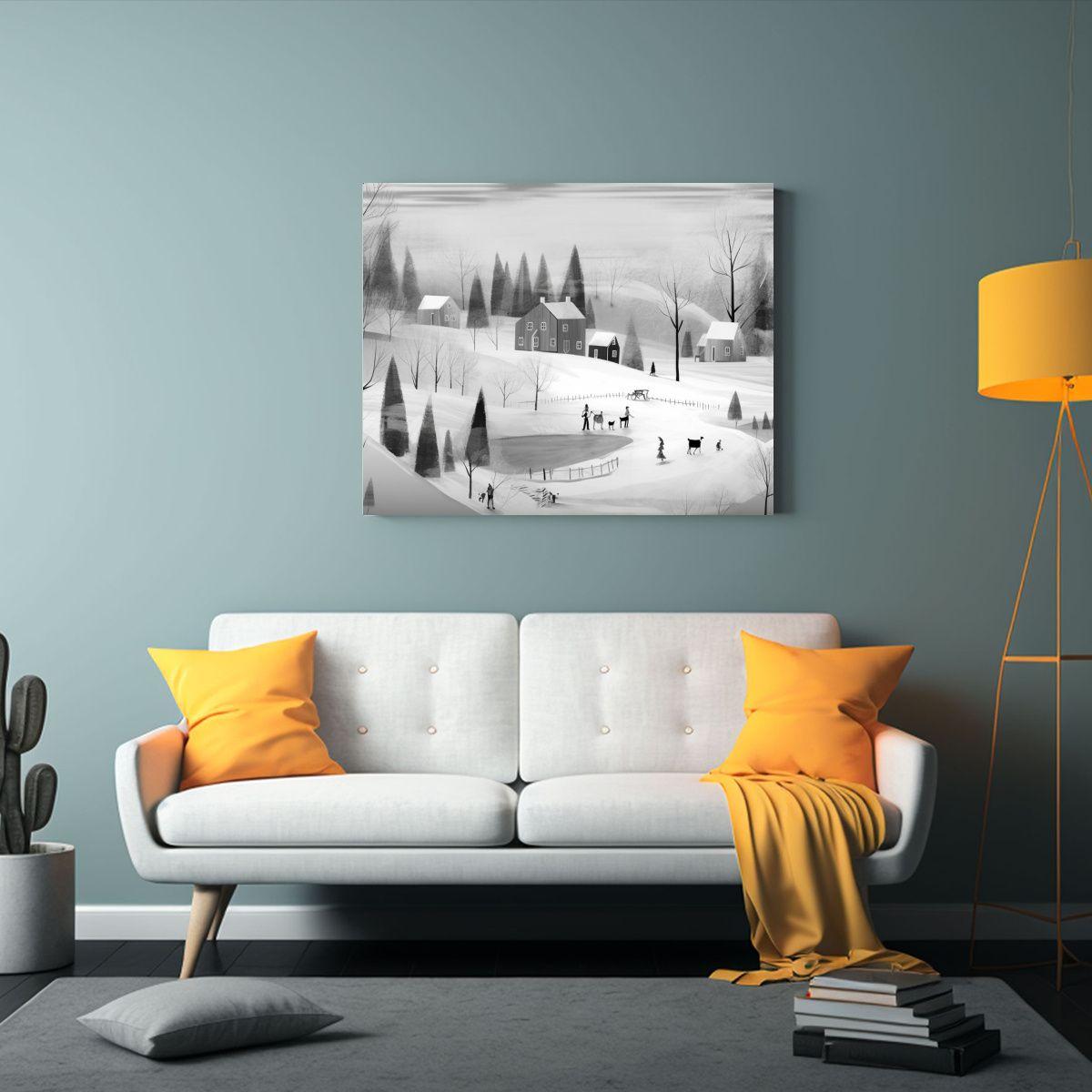 Pintura Invernal Divertida Al Estilo De Isabelle 45x30cm-2