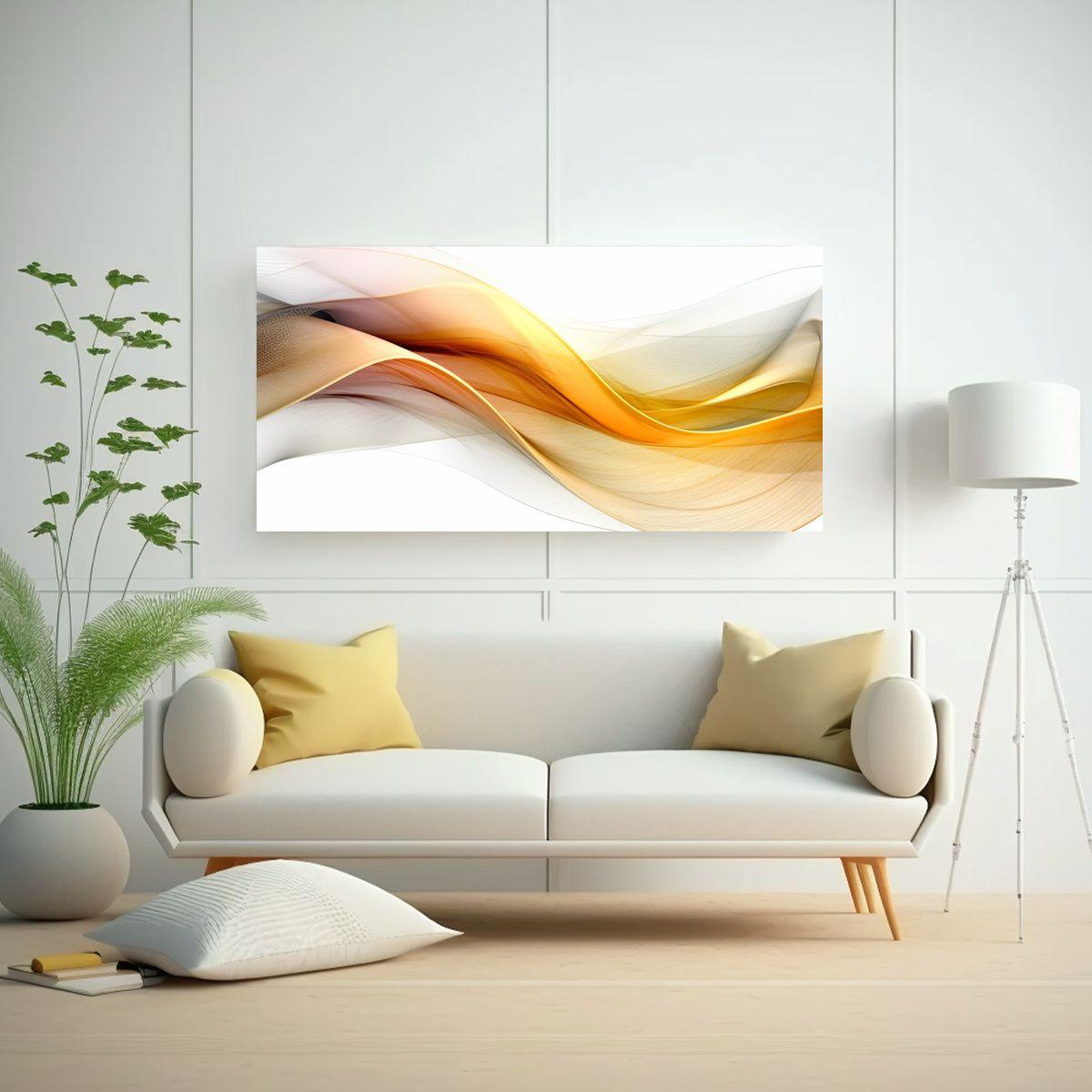 Cuadro Abstracto Comedor Líneas Doradas 140x70cm-2