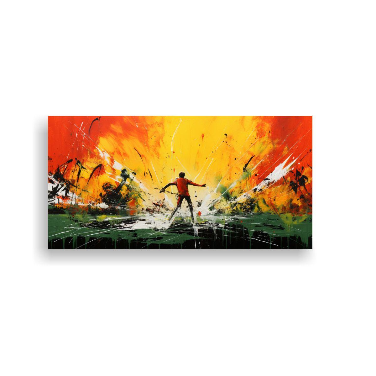 Cuadro Abstracto Amarillo Y Rojo Para Decoración 40x20cm-0