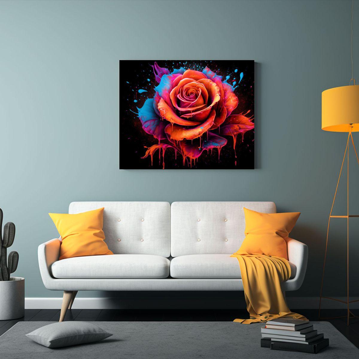Pintura En Bastidor De Rosas Majestuosas Estilo Explosión D 65x50cm-2