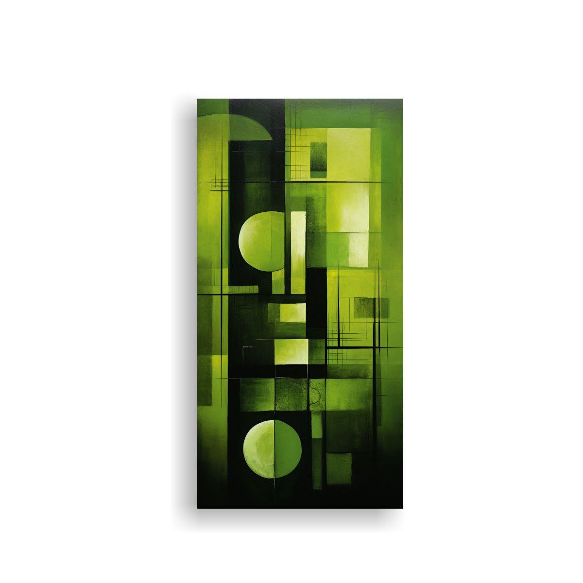 Cuadro Abstracto Verde En Lienzo Vida Hermosa 80x160cm-0