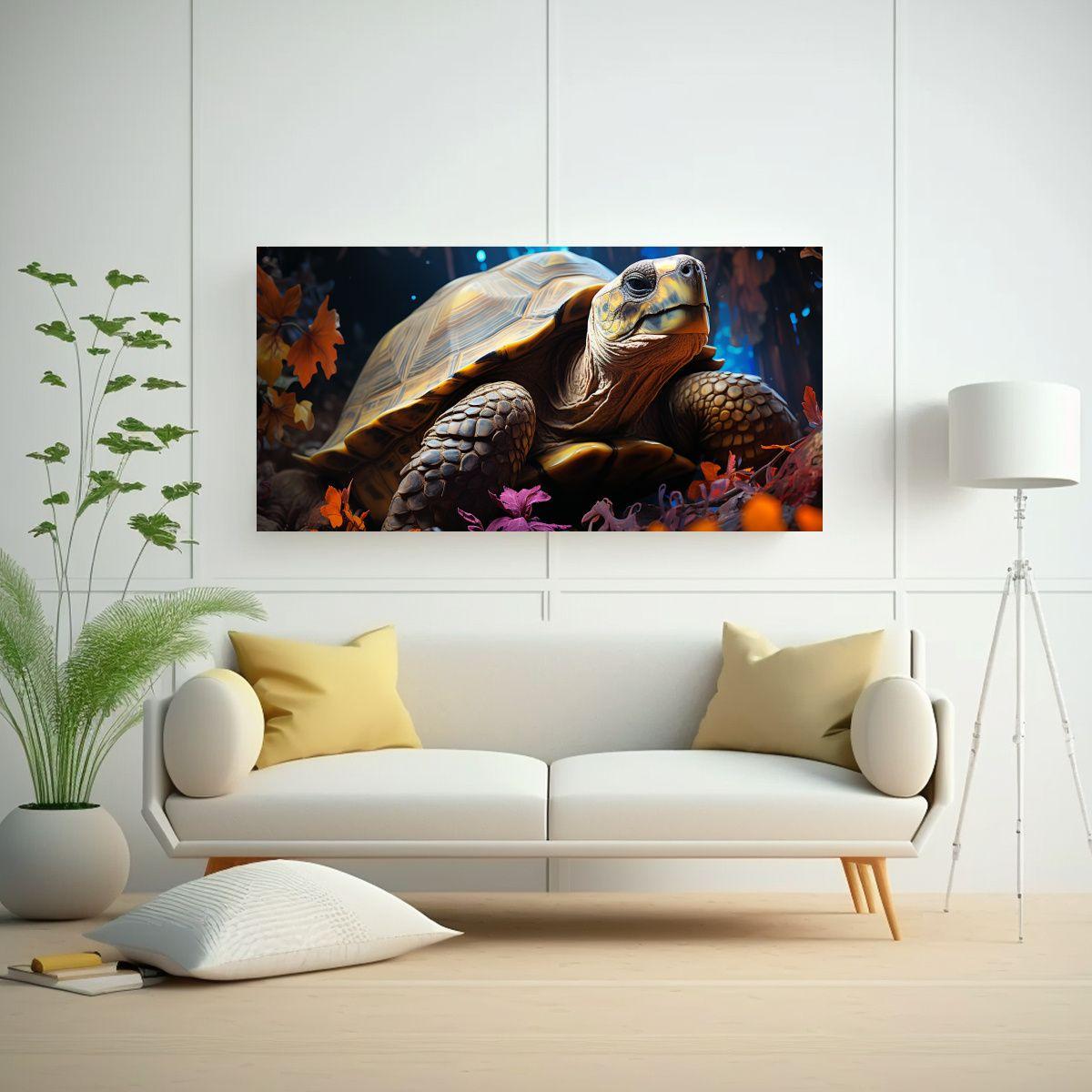 Cuadro Lienzo Tortuga Acuarela Estilo Pintura 40x20cm-2