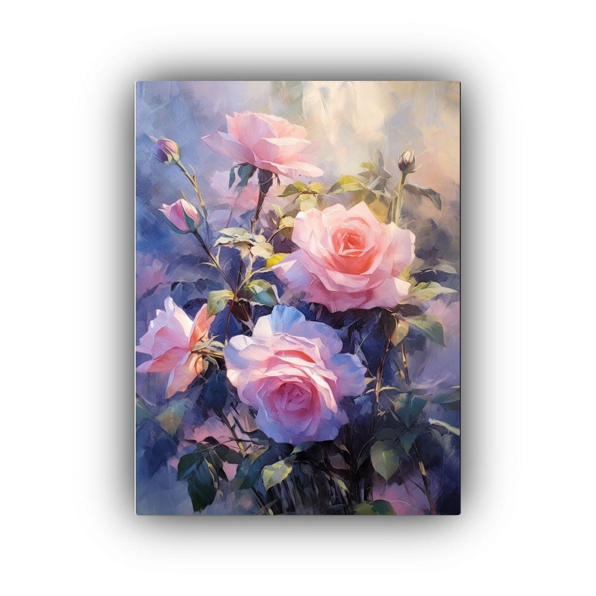 Cuadro Rosas Rosa Naturaleza Viva Pintura 50x75cm-0