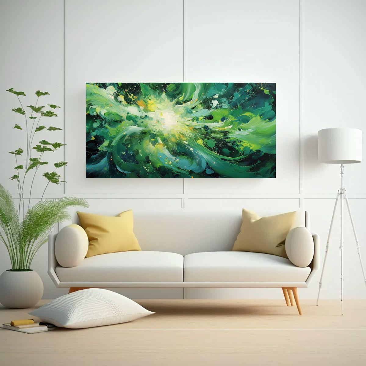 Cuadro Abstracto Verde Esmeralda Sensibilidad 100x50cm-2