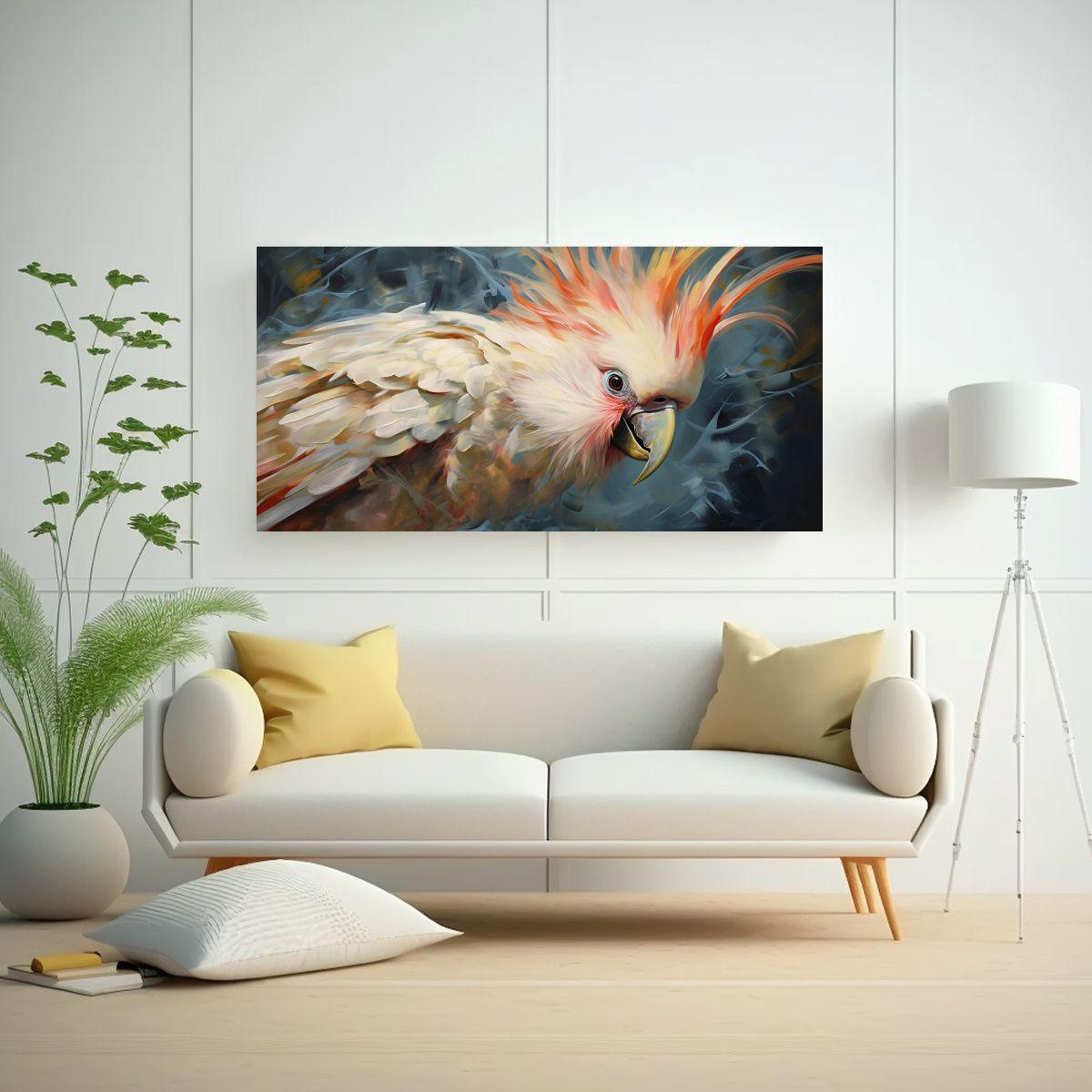 Cuadro De Ave Exótica Pintura Al Estilo Óleo Est 100x50cm-2