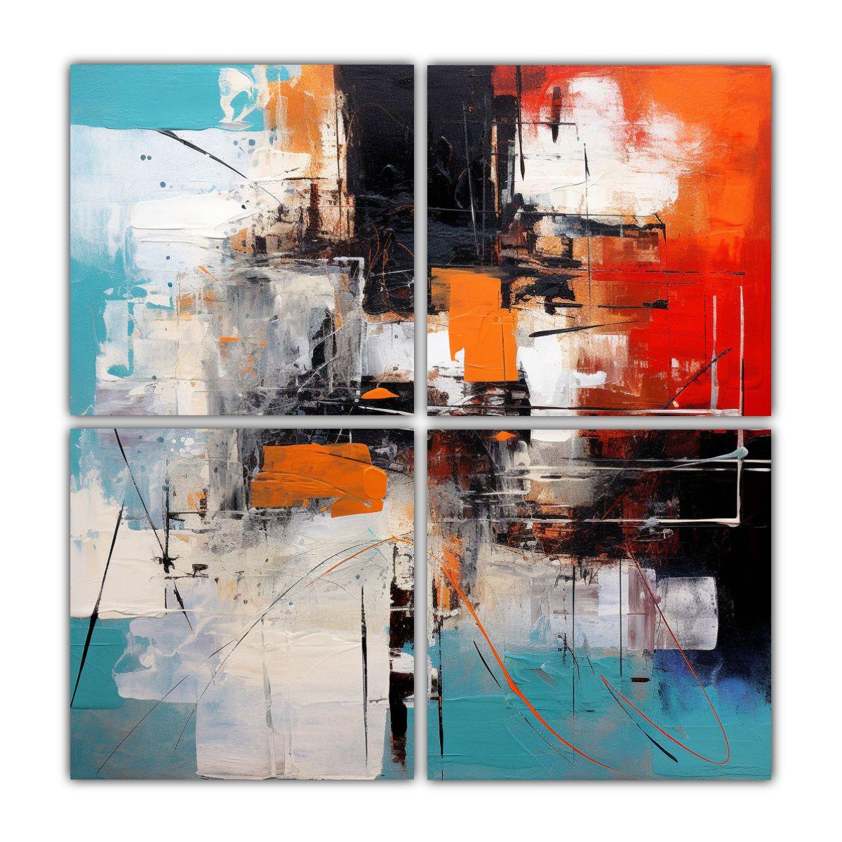 4 Pinturas Decorativas De Arte Contemporáneo 160x160 Cm-0