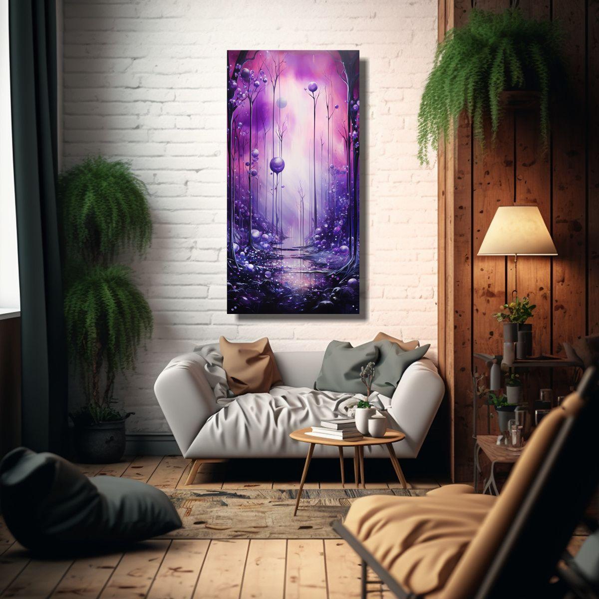 Cuadro Concepto Simetría En Tonos Púrpura Y 40x80cm-2