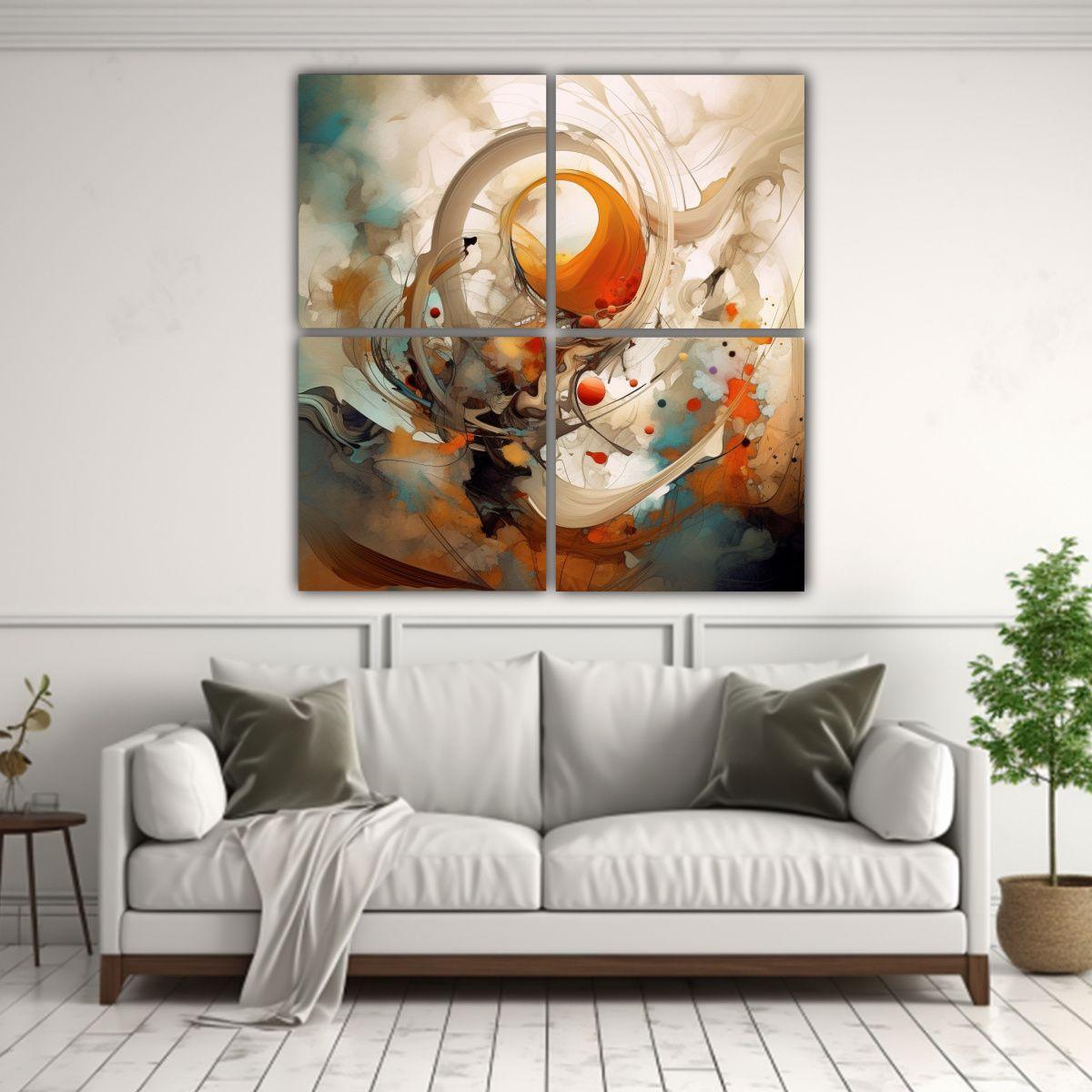 Pinturas Abstractas Estrelladas Con Mezcla De 120x120 Cm-2