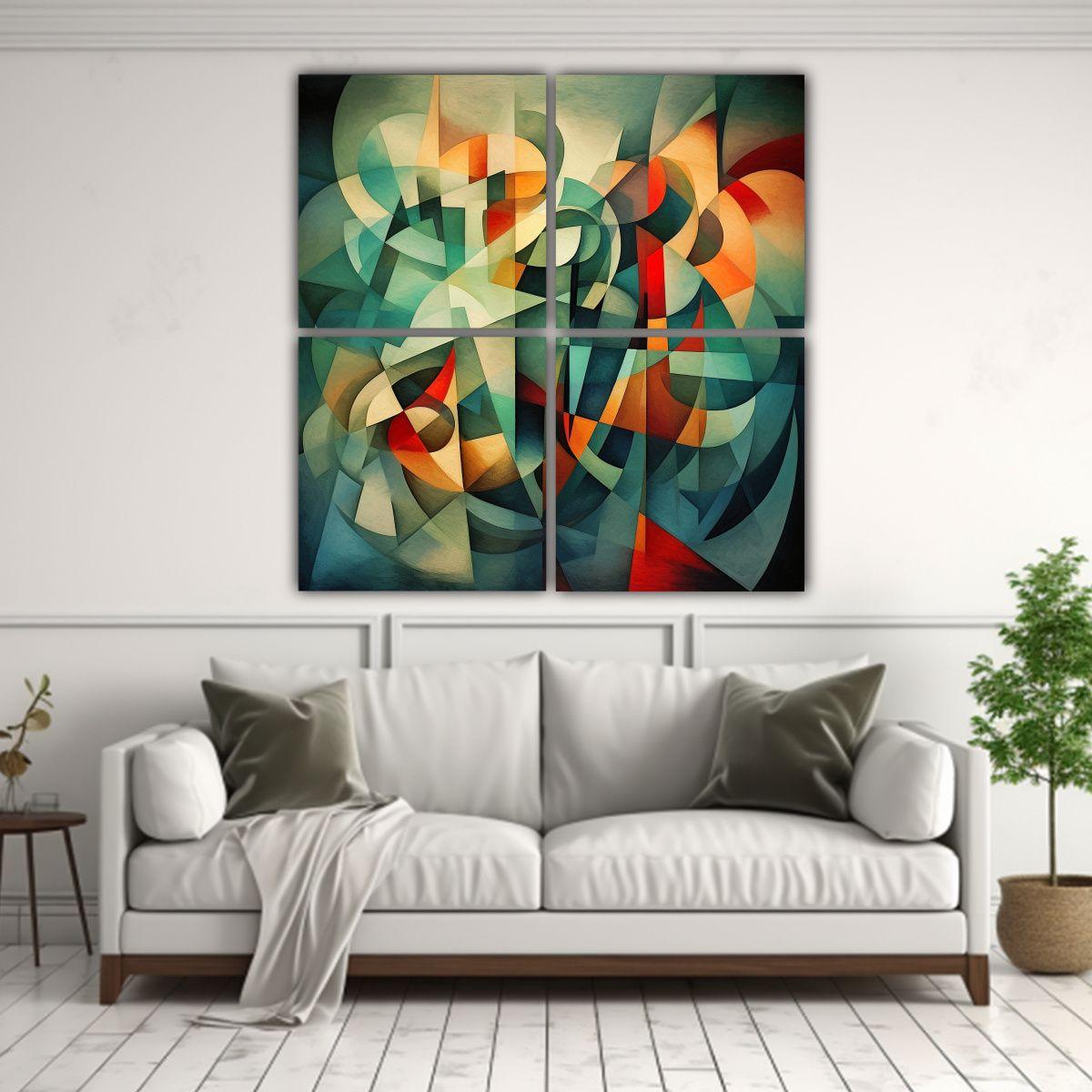 Cuatro Cuadros De Pared Lineales Aliyun 40x40 Cm-2