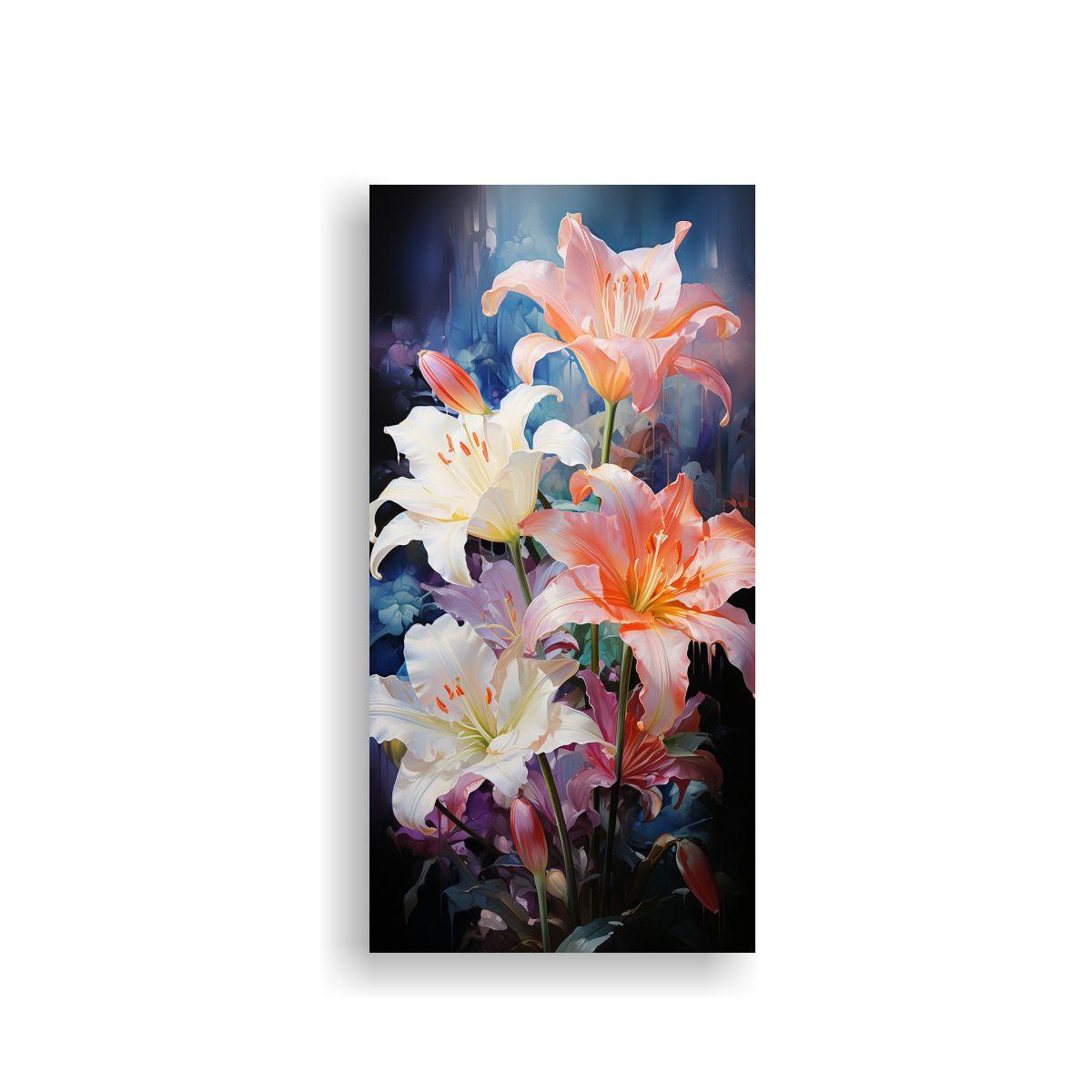 Pintura Abstracta Acuarela Lirios Luminosidad Colo 80x160cm-0