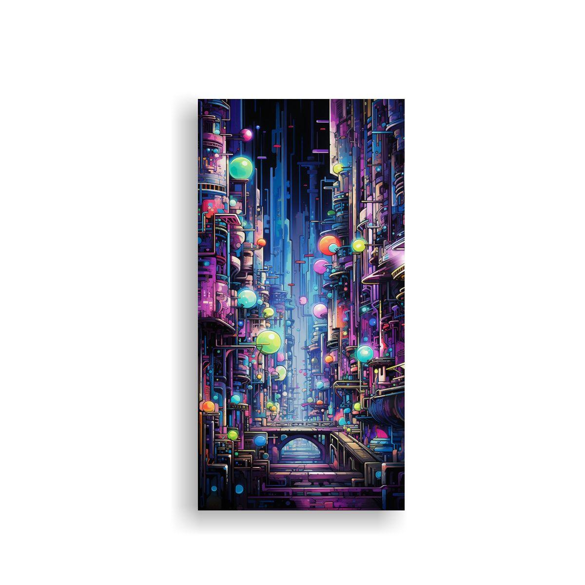 Cuadro Abstracto De Ciudad Cibernética En Arte 60x120cm-0