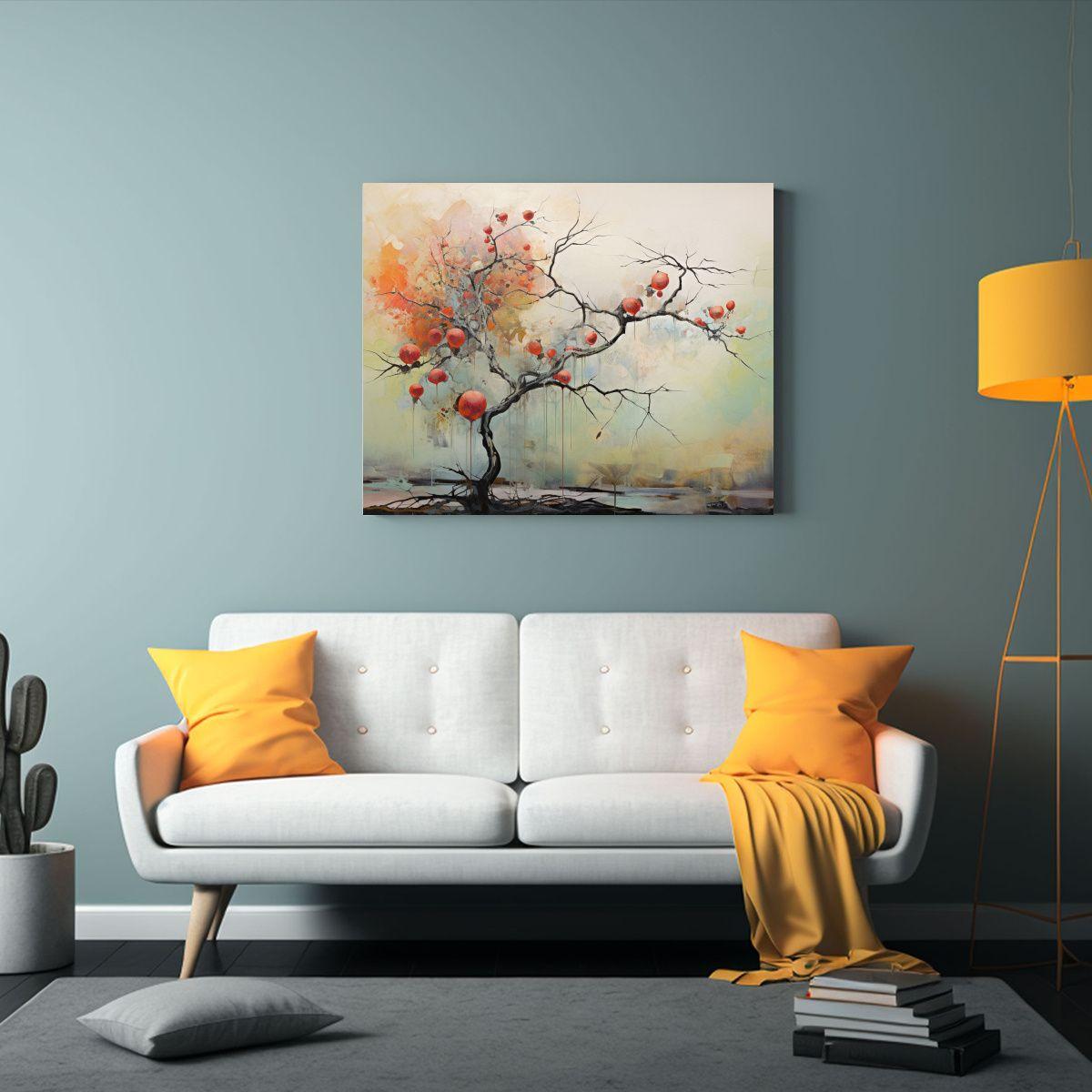 Cuadro Conceptual Clásico: Árbol De Manzana En Estilo Abst 65x50cm-2