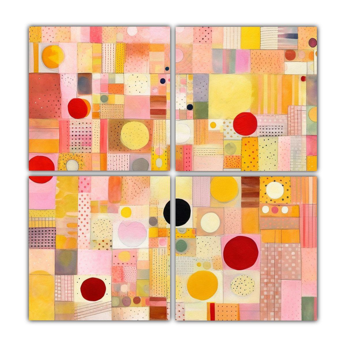 Pinturas Decorativas De Cuatro Composición Finas 80x80 Cm-0