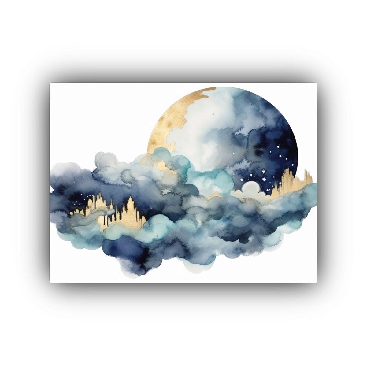 Lienzo Exposición Fantasía Luna En Acuarela 60x40cm-0