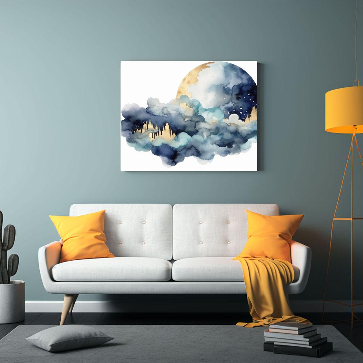 Lienzo Exposición Fantasía Luna En Acuarela 60x40cm-2