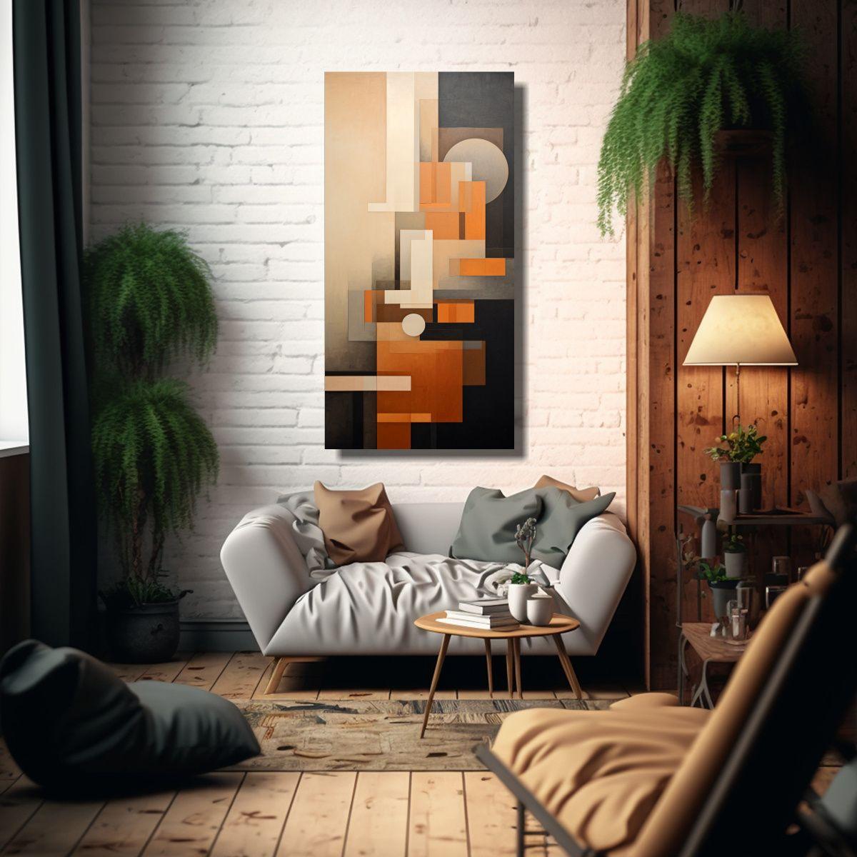 Lienzo De Tela Dibujo Equilibrio Visual En Tonos 60x120cm-2