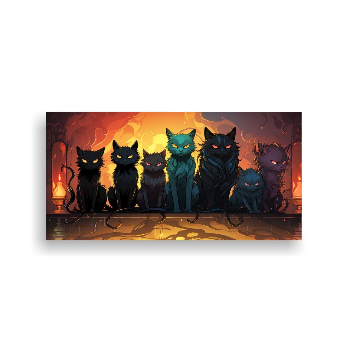Cuadros Decorativos Intensos Con Esquema De Gatos 140x70cm-0