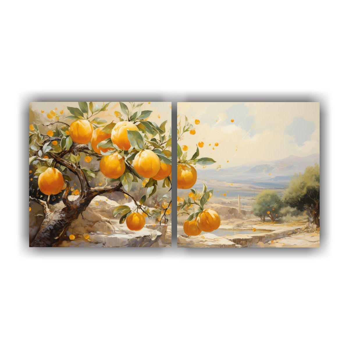 Cuadros Acuarela Minimalismo: Árbol Naranjo 160x80 Cm-0