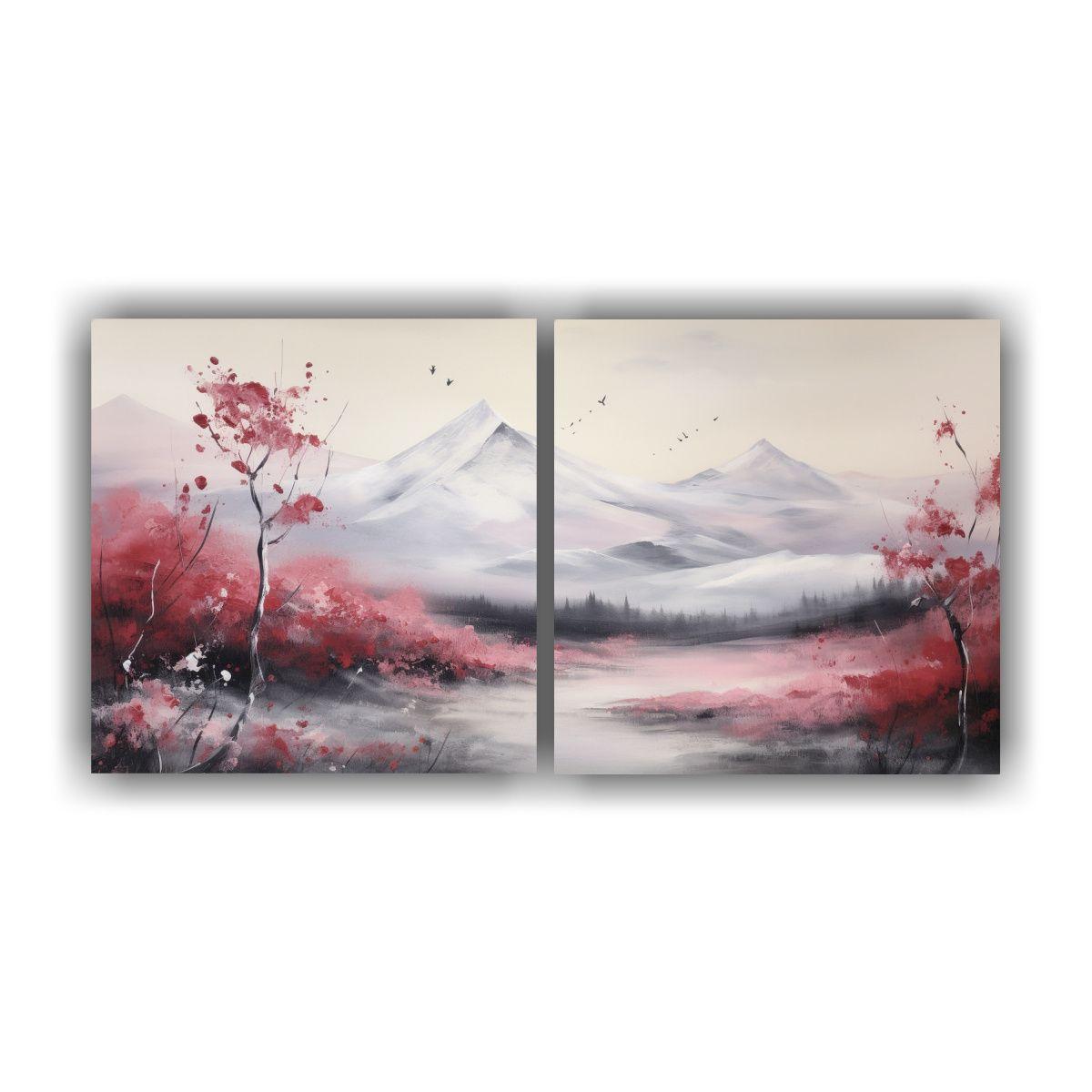 Cuadro De Paisaje Montañoso Con Estilo Elegante 40x20 Cm-0