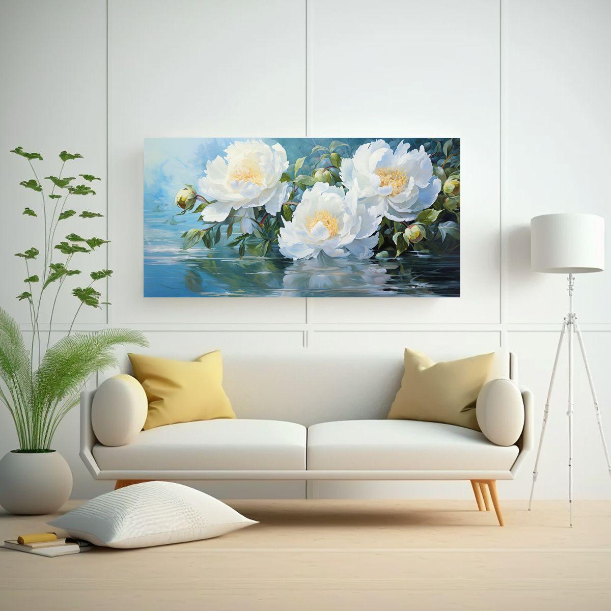 Cuadro Abstracto De Flores Peonías En Colores 140x70cm-2