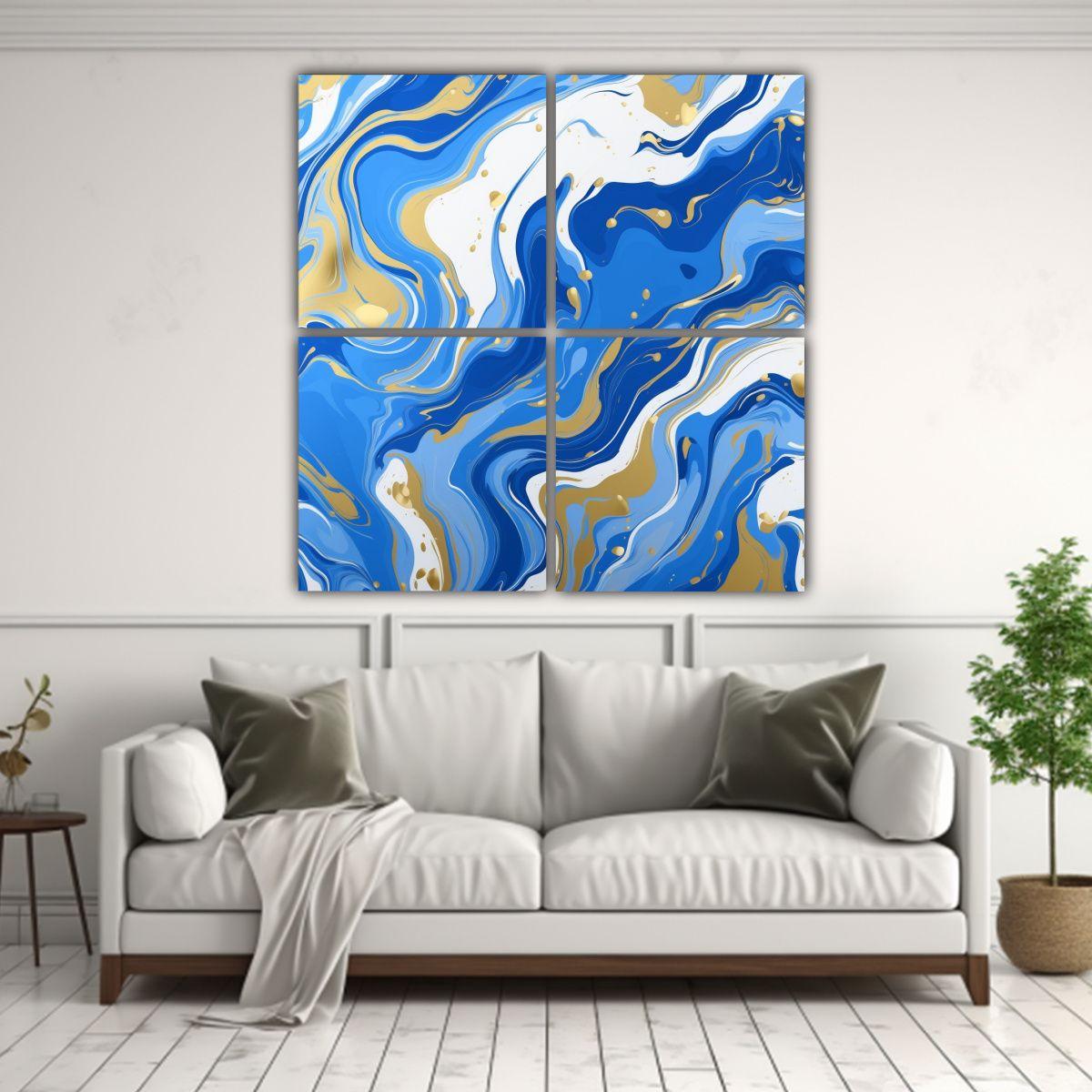 Pinturas Decorativas De Mármol Azul En Marbling 140x140 Cm-2