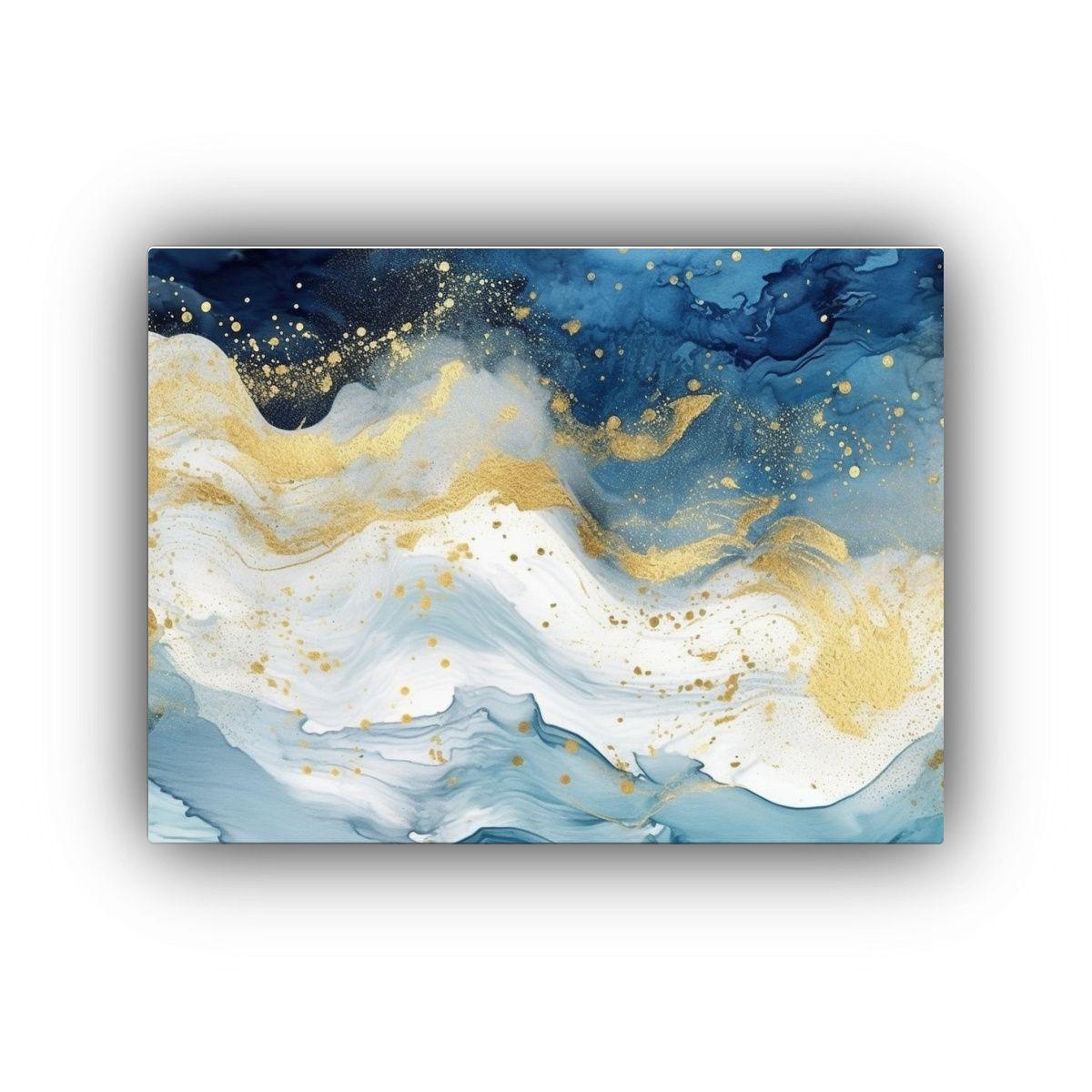 Cuadro Abstracto Colorido Con Destellos Dorados Sobre Lienzo 75x50cm-0